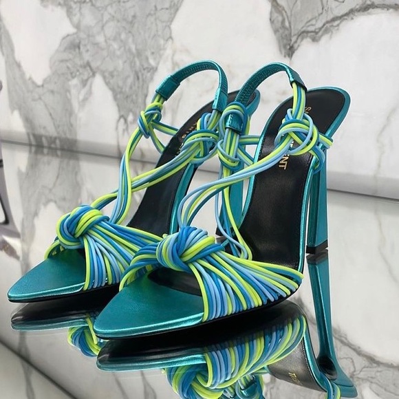 Saint Laurent Pool Open Toe Sandal Heels EU 37.5 - Picture 1 of 6